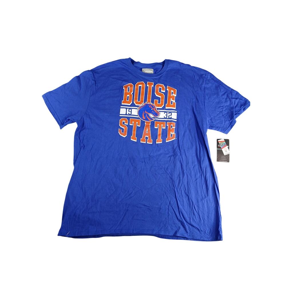 Boise State Broncos Tee Shirt Men 2XL XXL Blue Graphic Captivating Crew Neck NWT